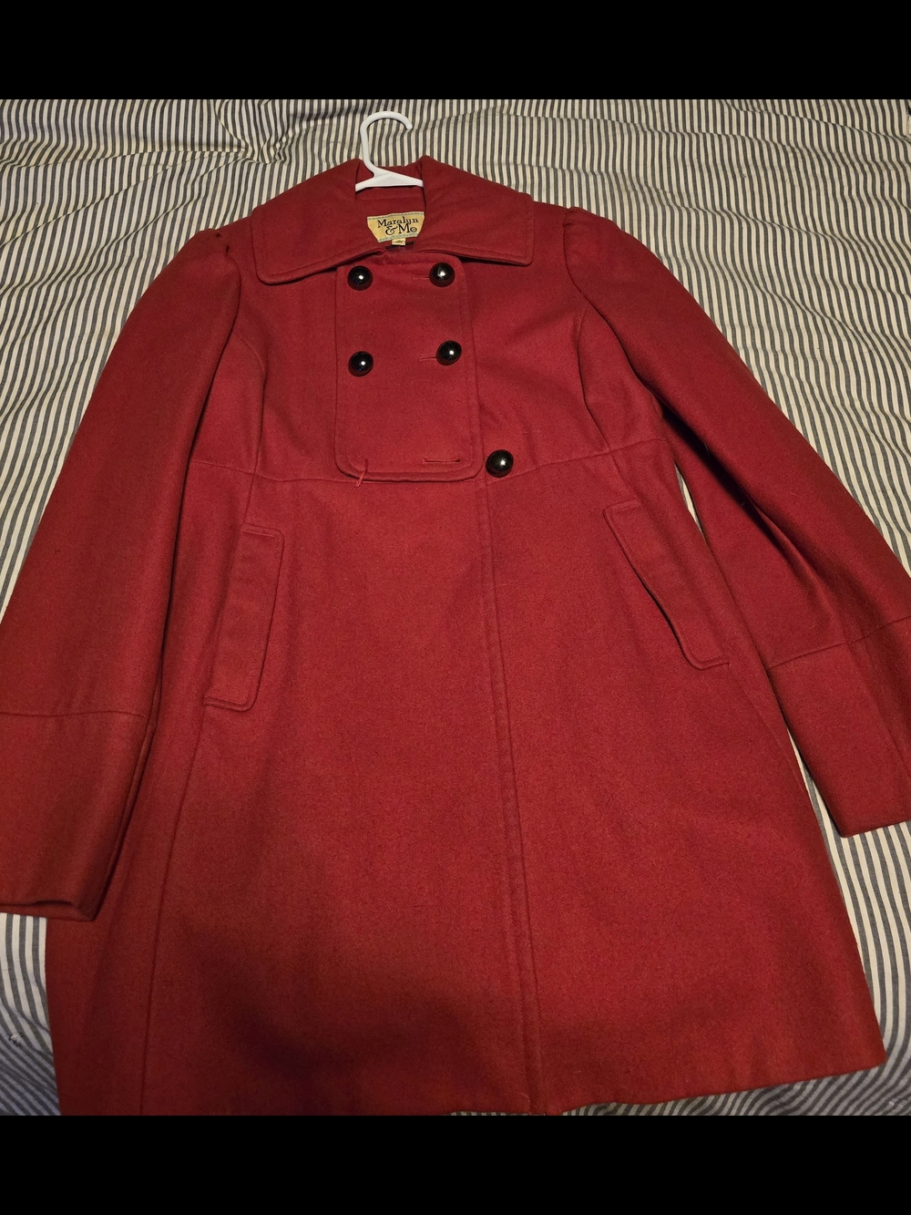 Maralyn & Me Red Double-Breasted Wool Pea Coat